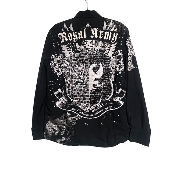 Royal Army Black Long Sleeve Button Up Shirt Size Large - Picture 1 of 7